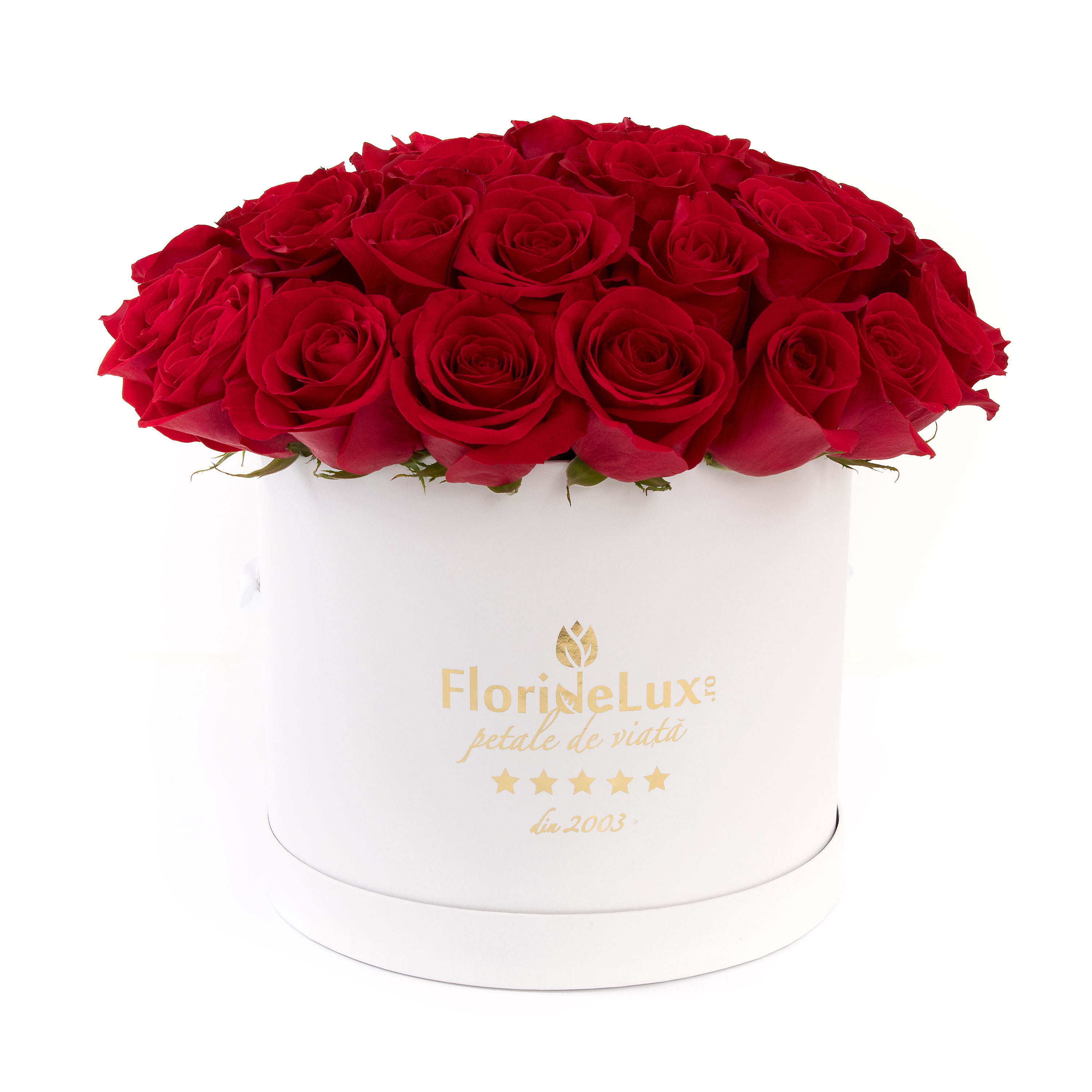 Trandafiri rosii in cutie de lux