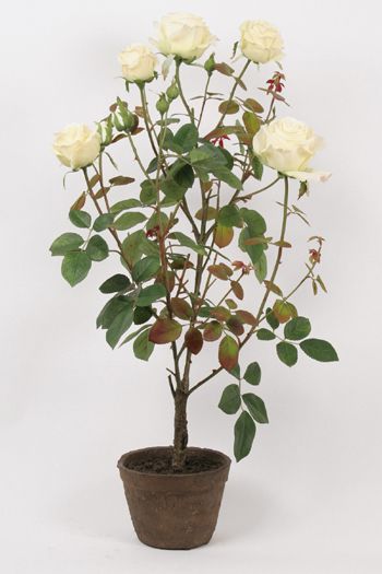 Trandafir alb artificial in ghiveci