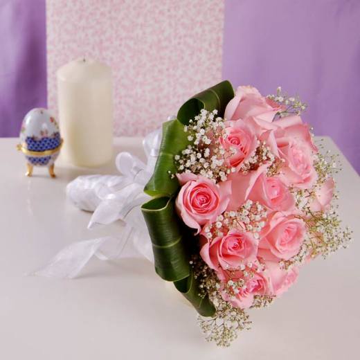 buchet nunta trandafiri roz