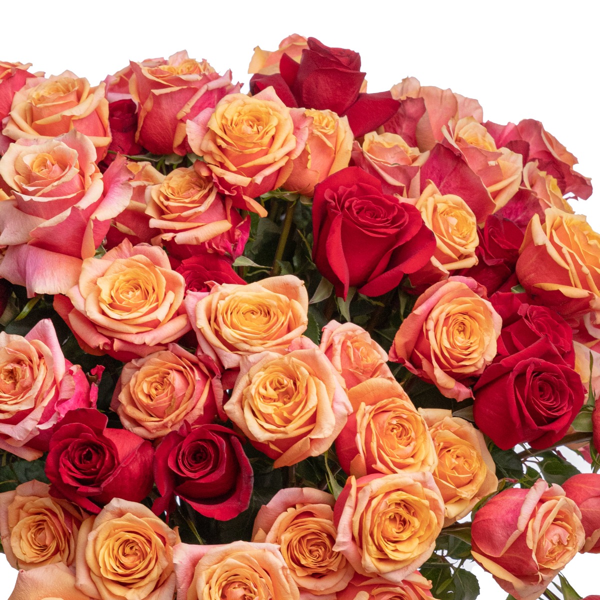 buchet in vaza 99 trandafiri multicolori de lux