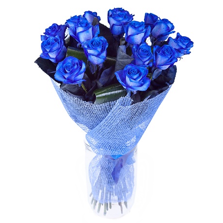 Buchet de 13 trandafiri albastri