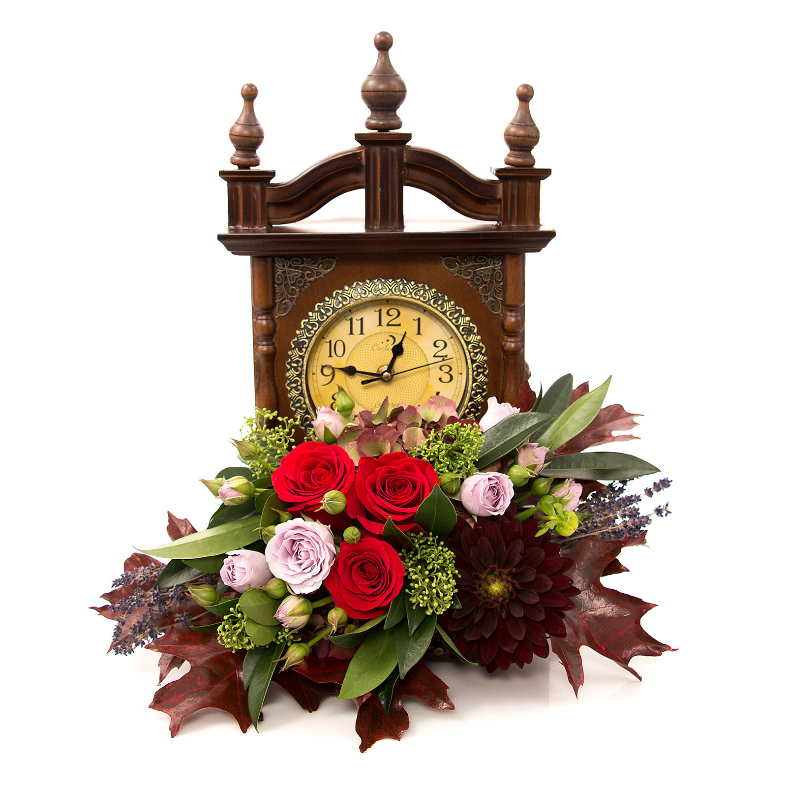 ceas vintage cu flori de toamna