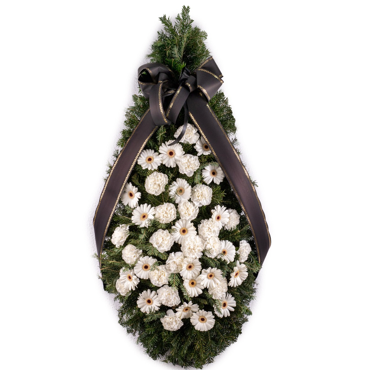 Coroana Funerara cu flori albe clasice