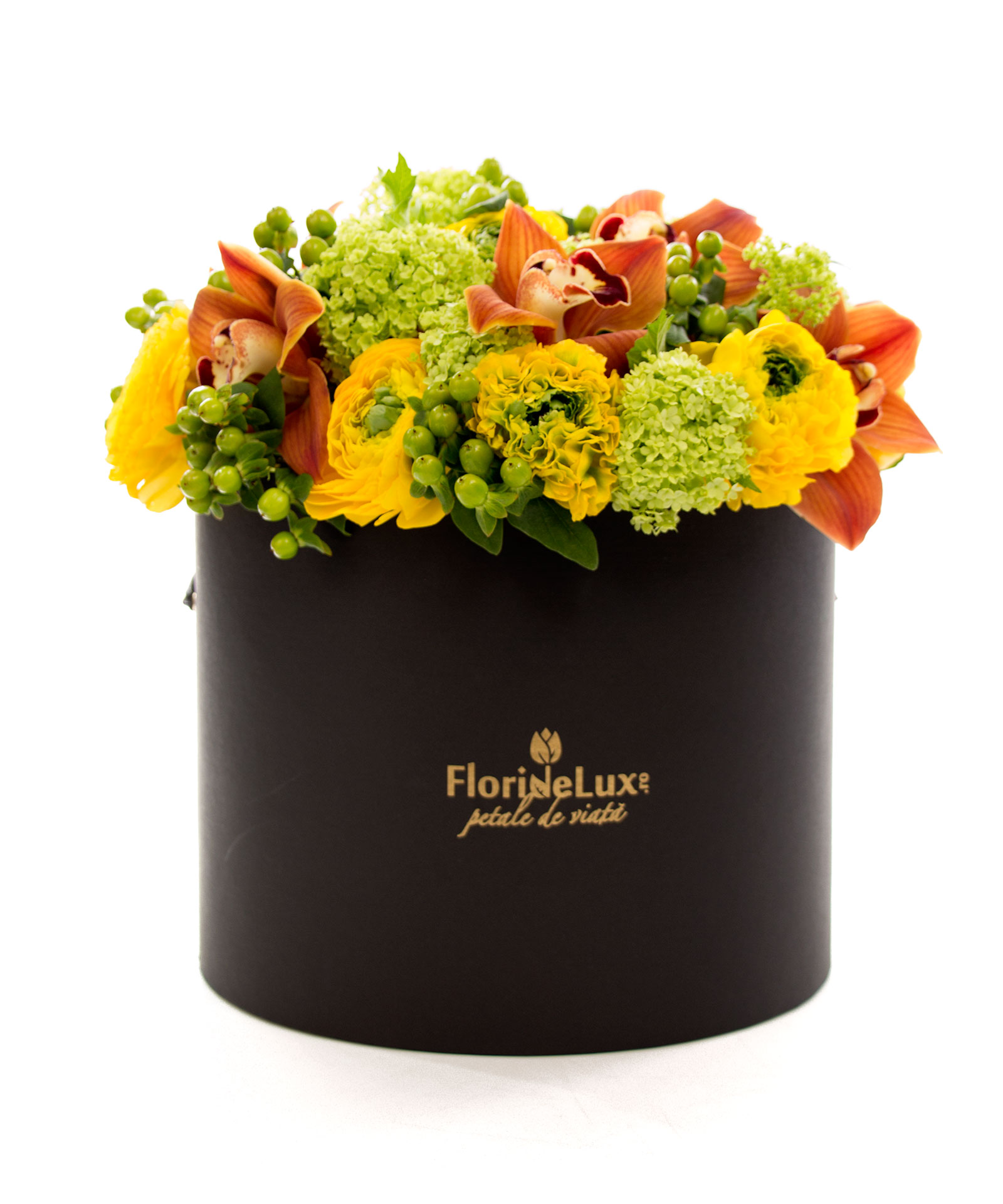 Cutie cu flori solare si vin Tralca