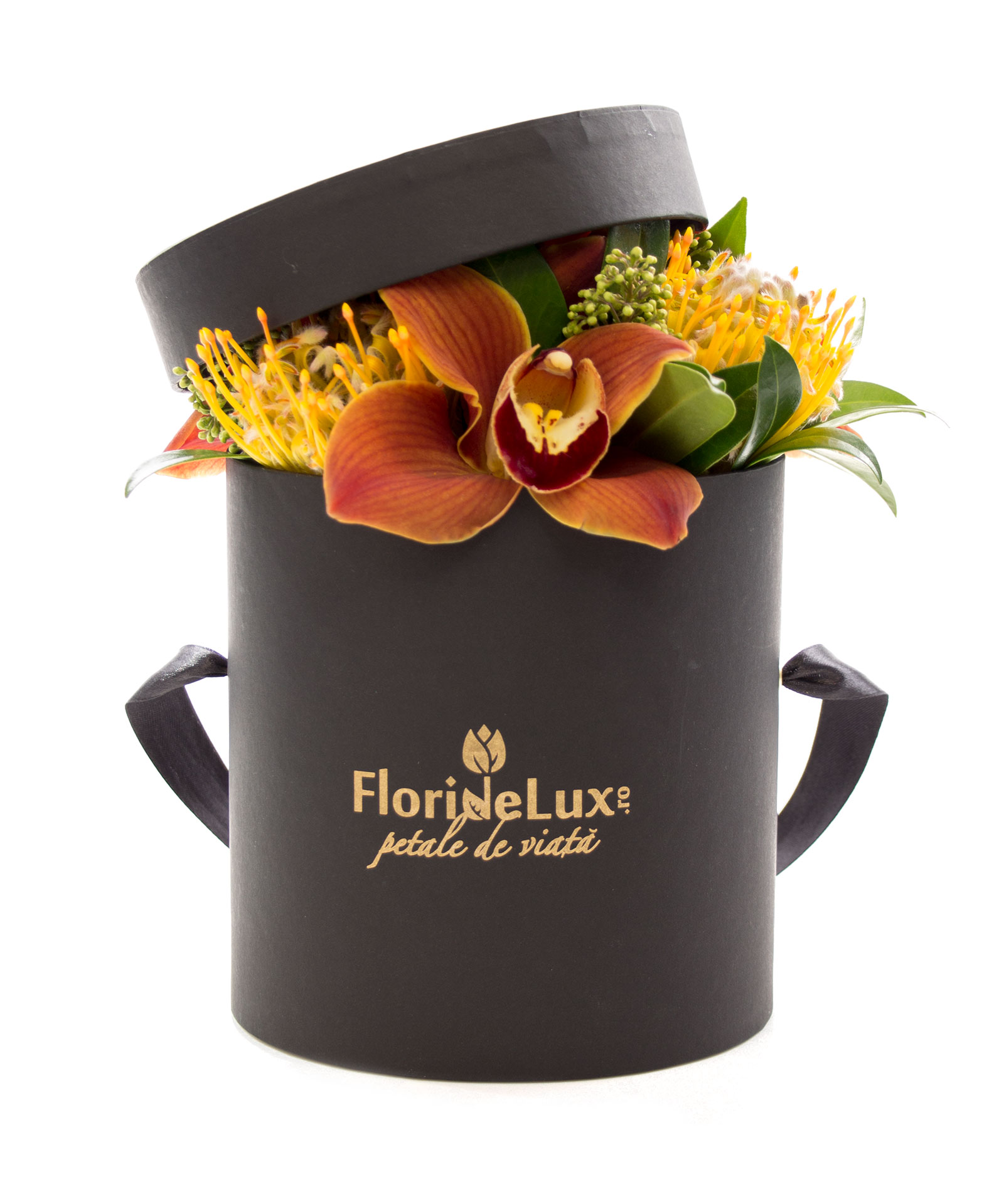Cutie de lux cu flori exotice si Billecart Salmon