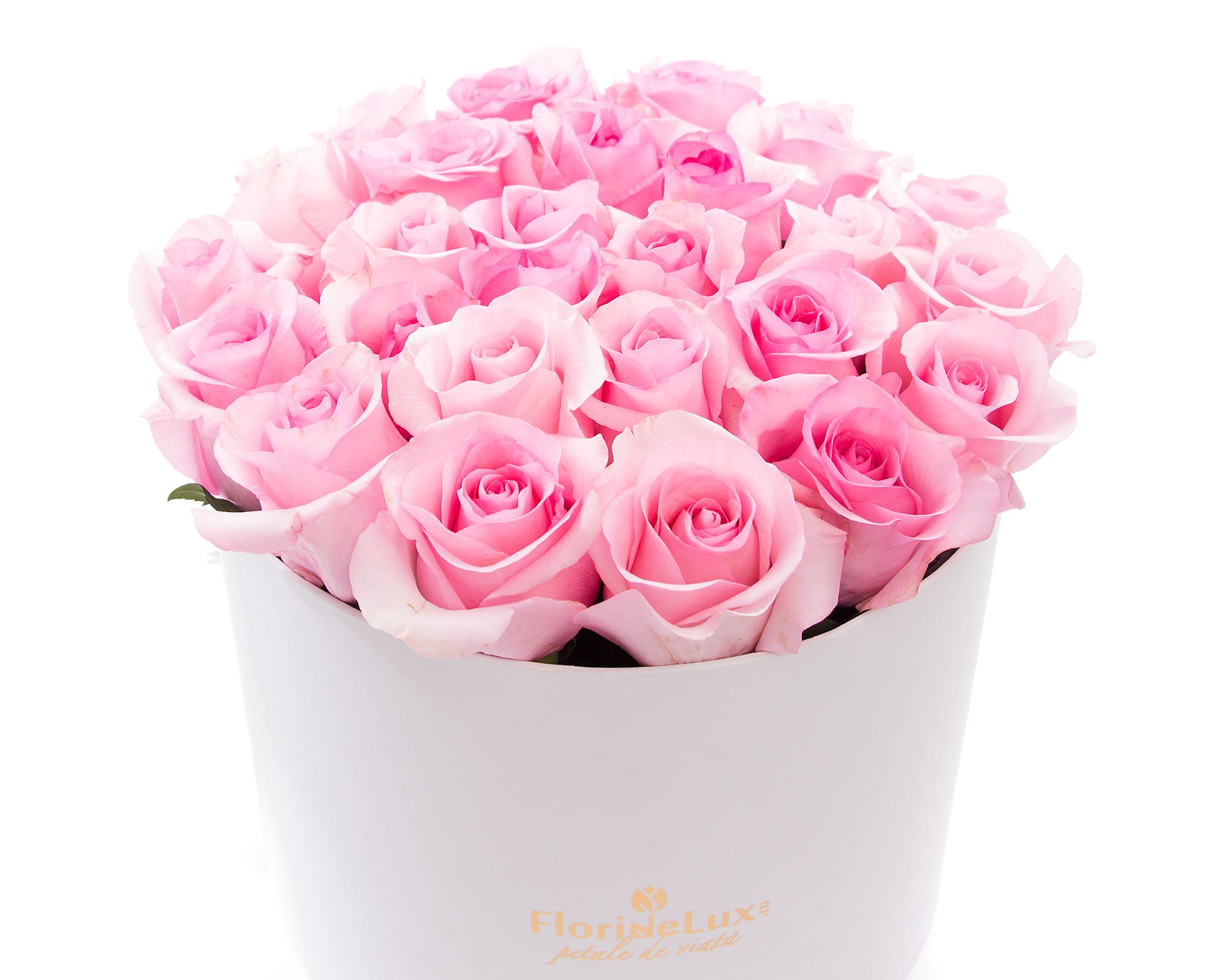 Cutie delicata trandafiri roz pal si vin Tralca
