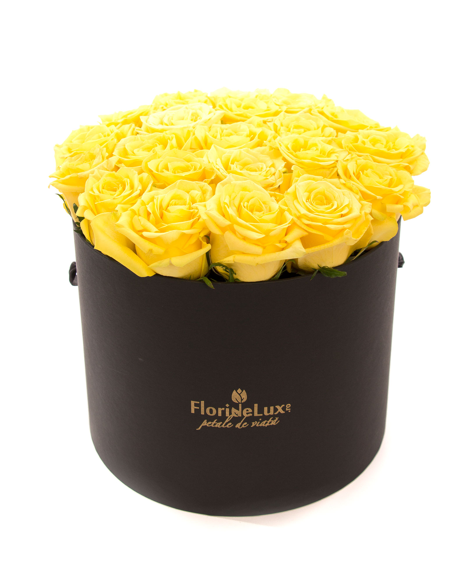 Cutie cu trandafiri galbeni Ecuador si Bollinger Rose