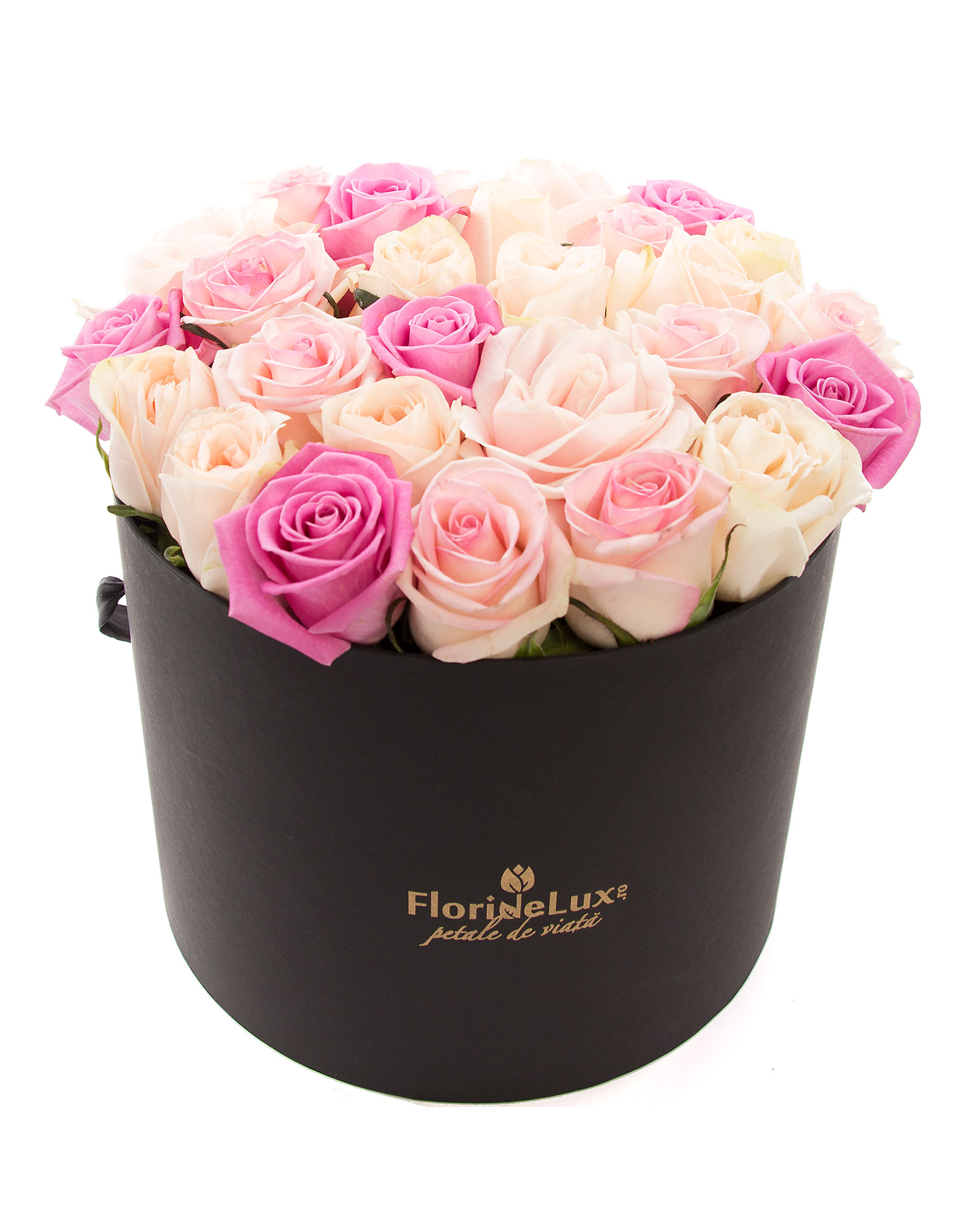 Cutie 27 trandafiri nuante de roz si Bollinger Rose