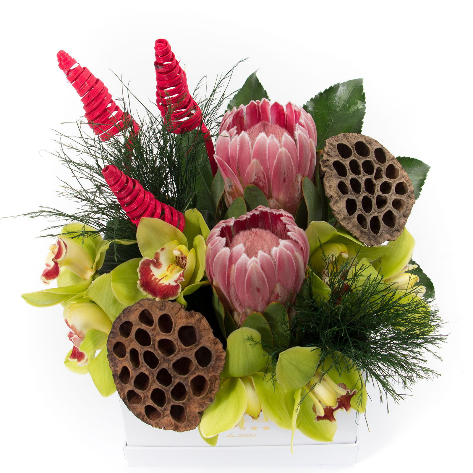 Aranjament floral exotic in cutie de lux
