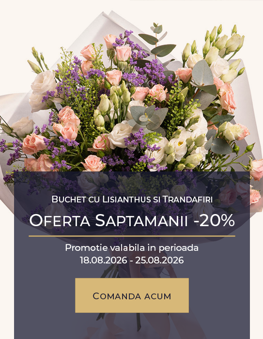 Buchet cu lisianthus, trandafiri si limonium