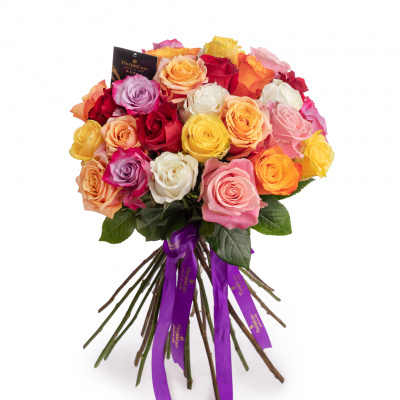 Buchet din trandafiri multicolori