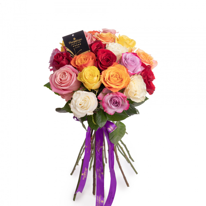 Buchet din trandafiri multicolori – imaginea 1