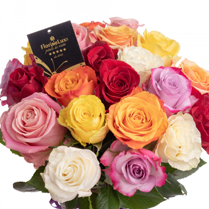 Buchet din trandafiri multicolori – imaginea 2