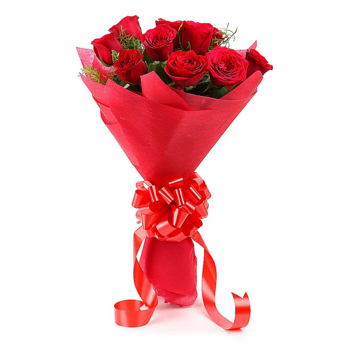 Buchet 11 trandafiri rosii ambalat – imaginea 1