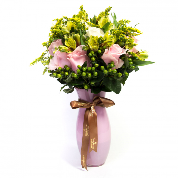 Aranjament de trandafiri si alstroemeria – imaginea 1