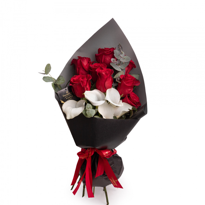 Buchet elegant din cale si trandafiri – imaginea 1