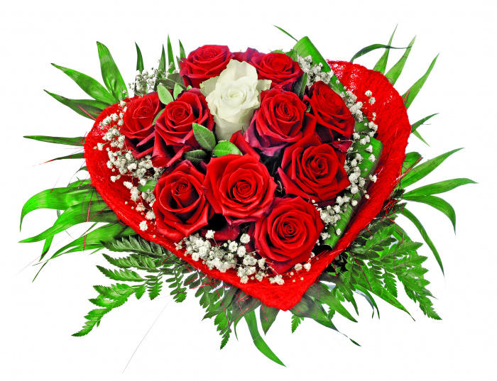Buchet inima trandafiri rosii si gypsophila – imaginea 2