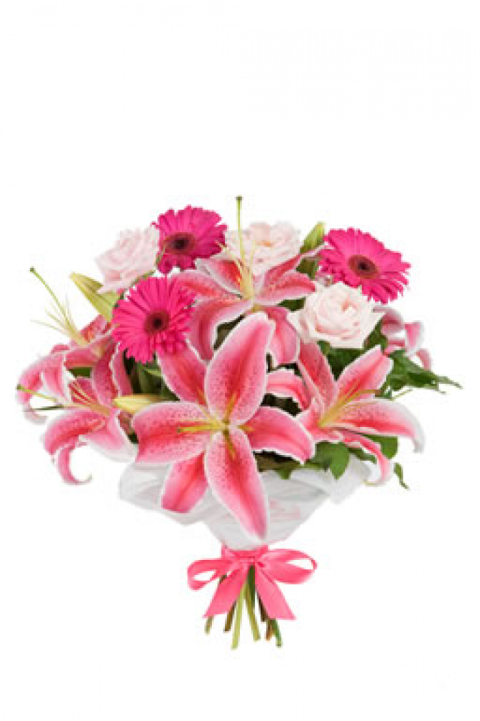 Buchet de flori crini imperiali si gerbera
