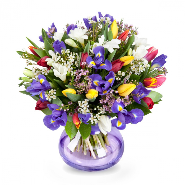 Buchet lalele si frezii – imaginea 1