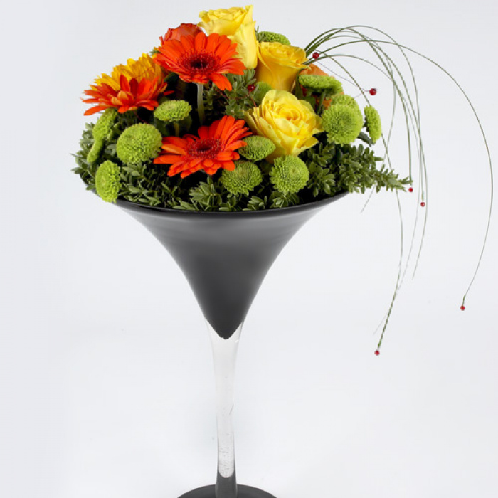 Aranjament floral pahar de Martini