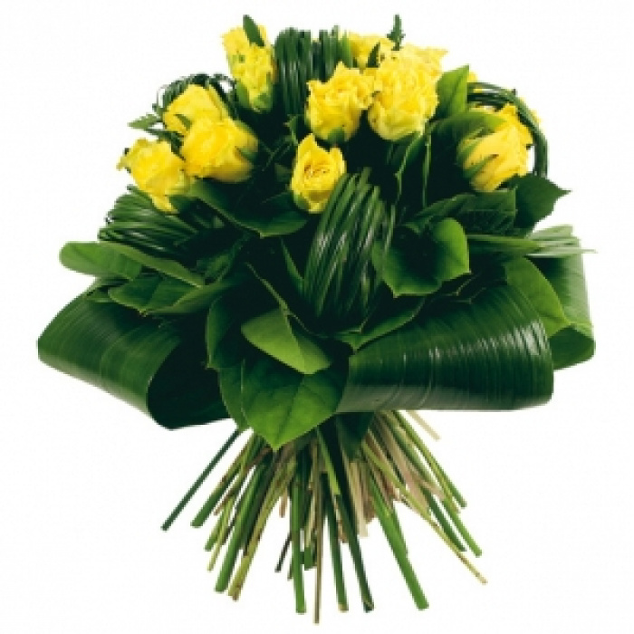 Buchet 15 trandafiri galbeni