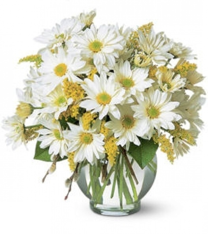 Vaza cu solidago si crizanteme albe – imaginea 1