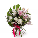 Buchet trandafiri albi si crini speciali – Floridelux