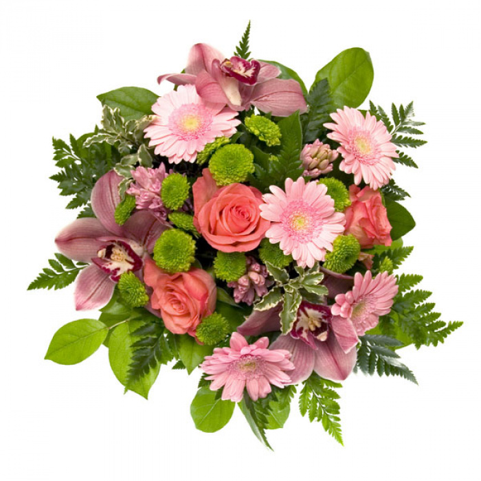 Buchet trandafiri, gerbera, orhidee – imaginea 1