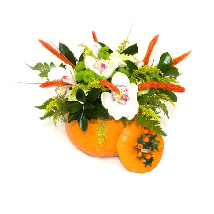 Aranjament floral Halloween in dovlecel – imaginea 1
