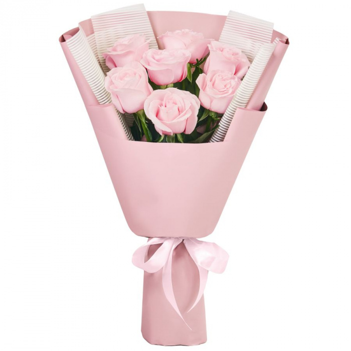 Buchet de 7 trandafiri roz – imaginea 1