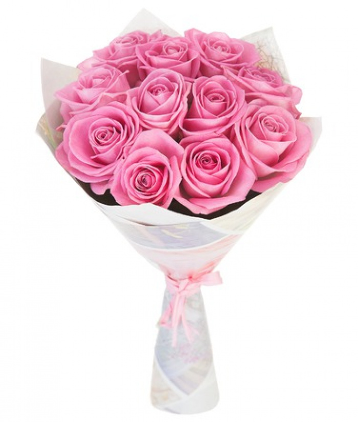 Buchet flori 13 trandafiri roz – imaginea 1