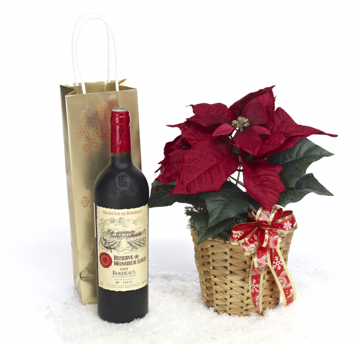 Cadou craciunita si sticla de vin