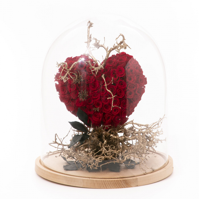 Inima trandafiri criogenati in cupola