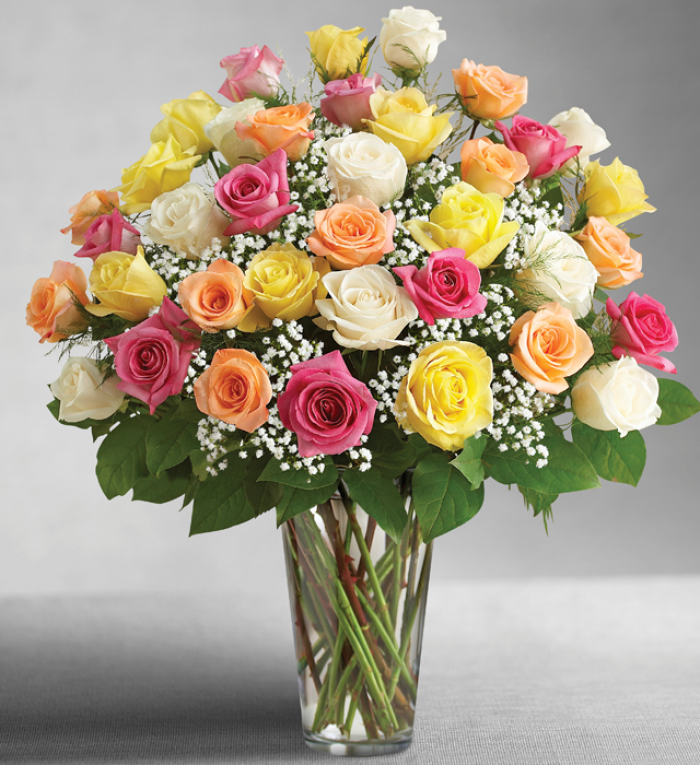 Buchet 39 trandafiri multicolori in Azores – imaginea 1