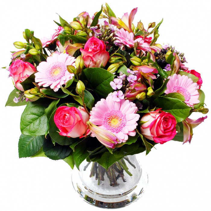 Buchet flori trandafiri, gerbera, alstroemeria – imaginea 1