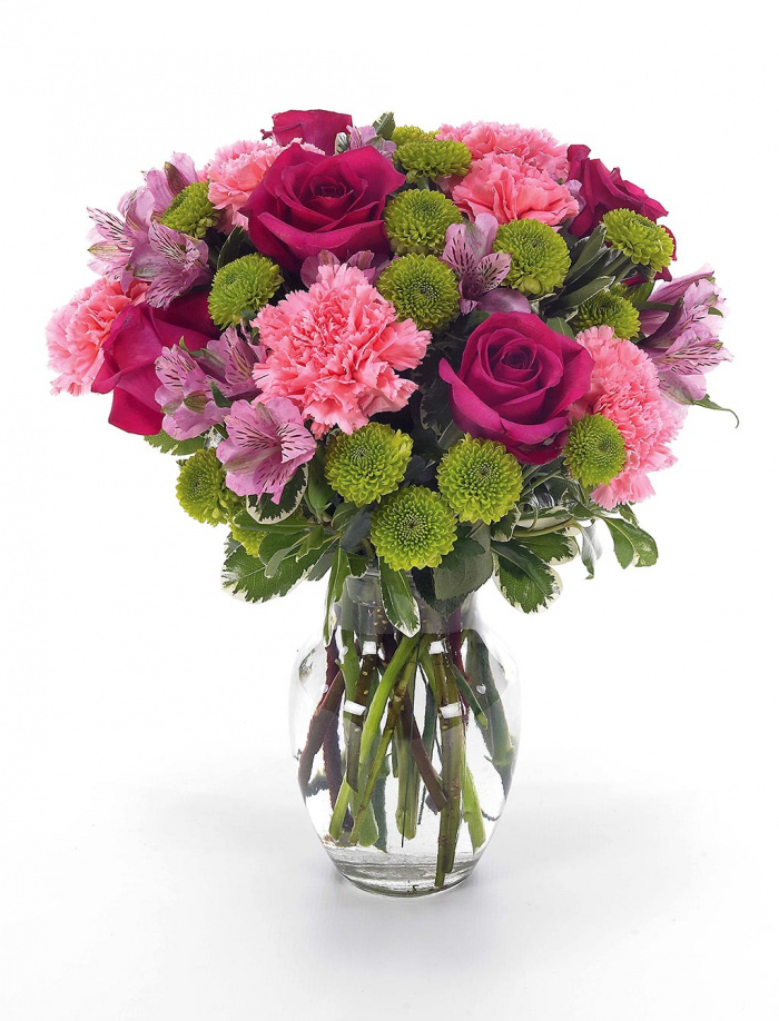 Buchet de primavara cu flori roz – imaginea 1