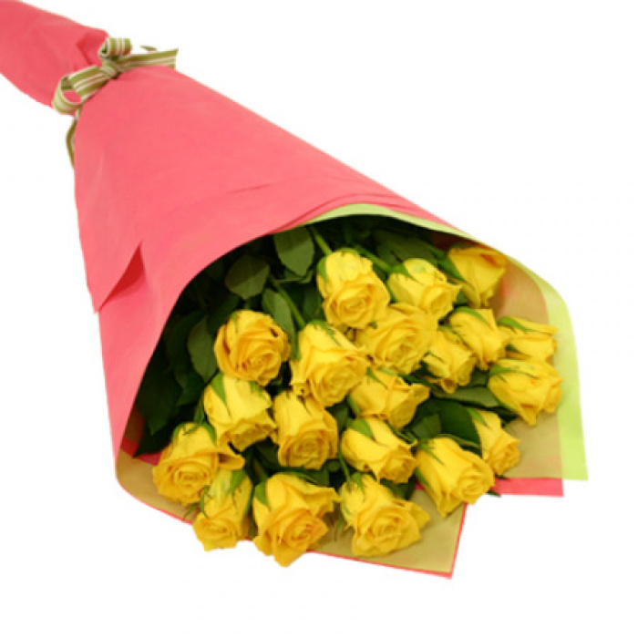 Buchet 23 trandafiri galbeni