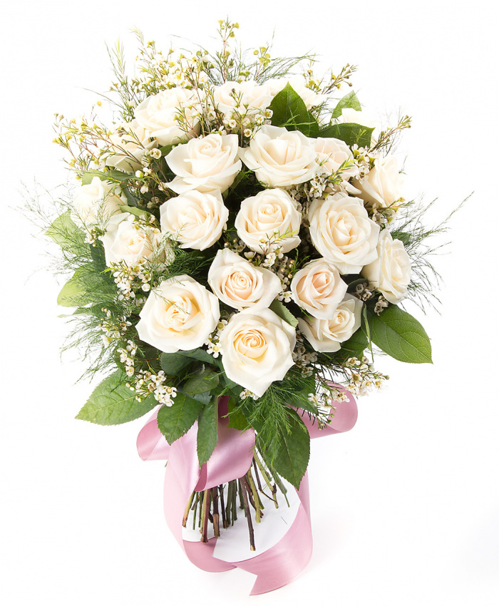 Buchet 19 trandafiri crem eleganti – imaginea 1