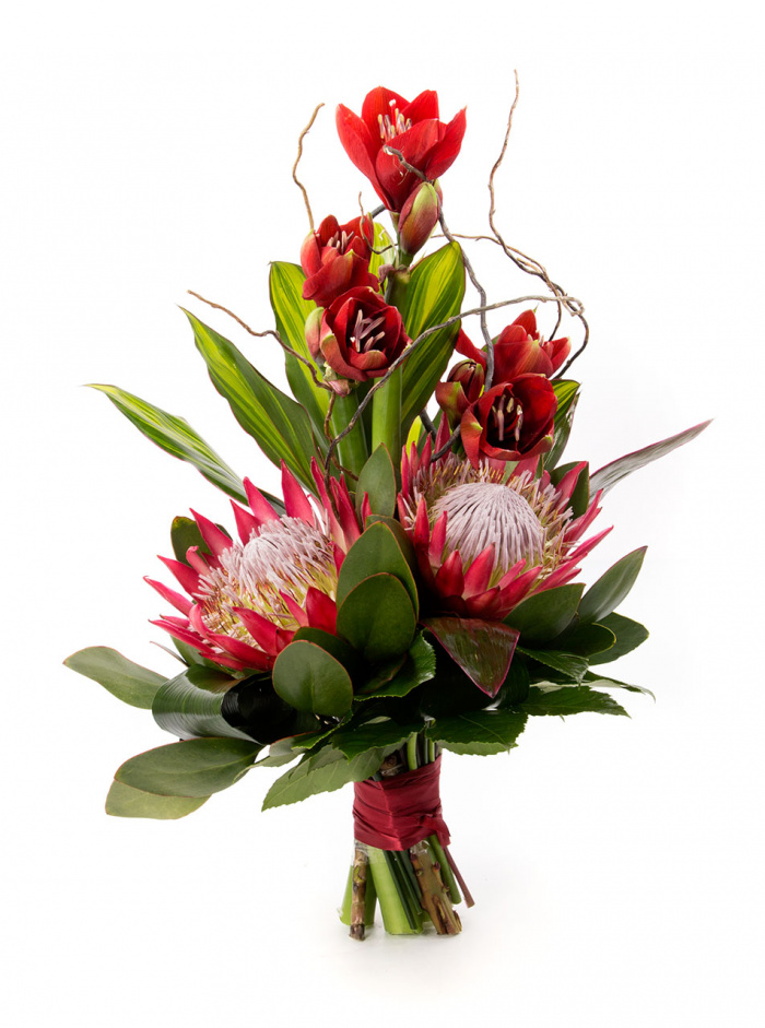Buchet amaryllis si protea – imaginea 1