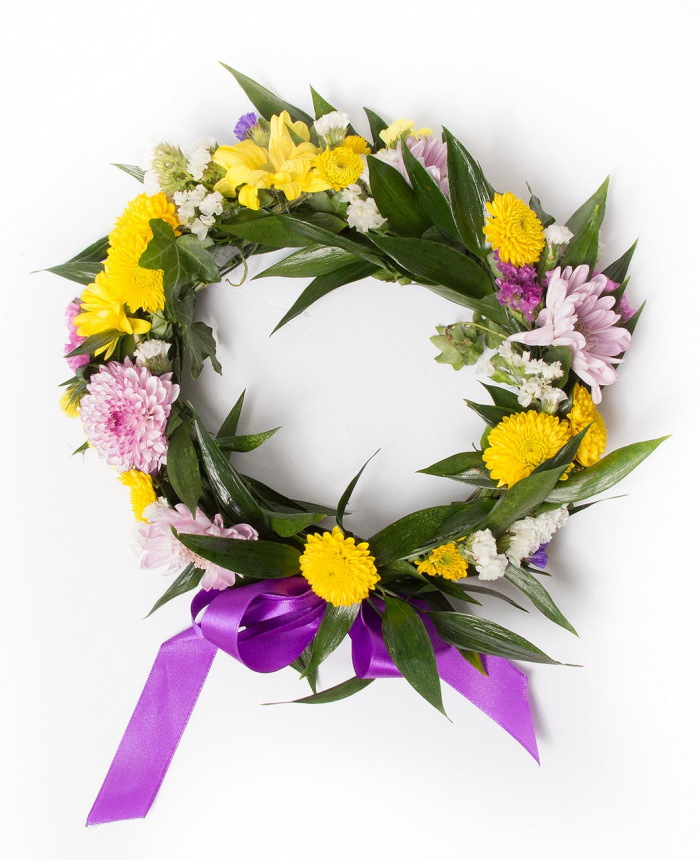 Coronita de flori galbene si roz