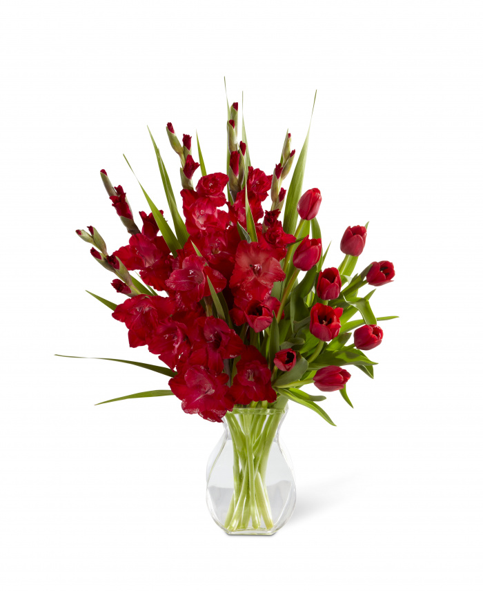 Buchet gladiole si lalele rosii – imaginea 1