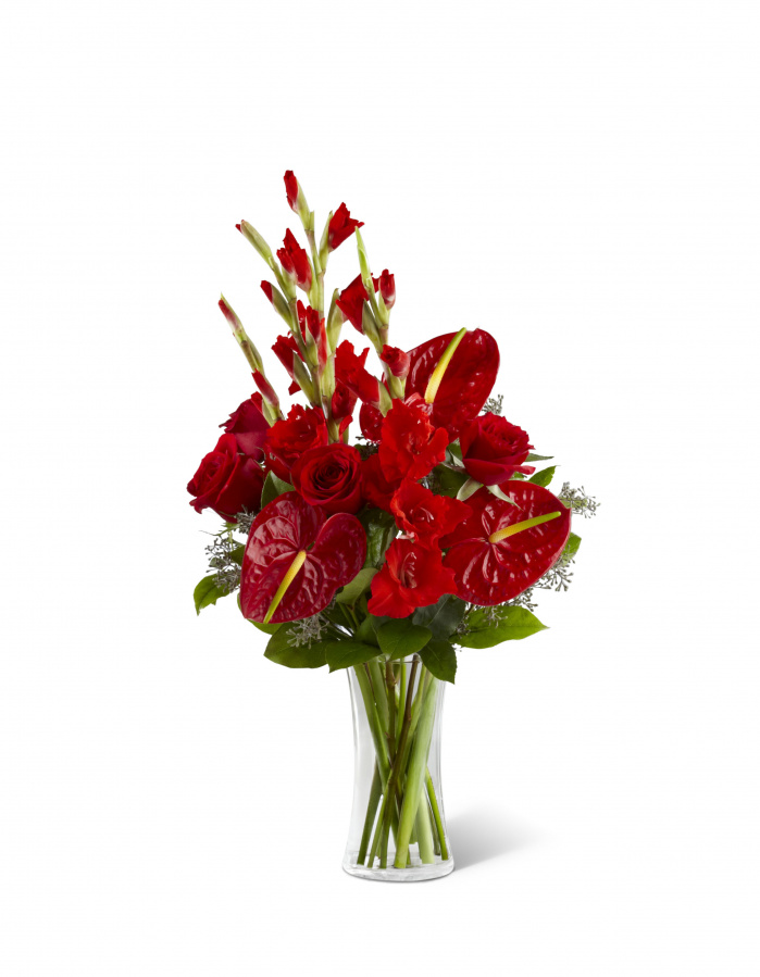 Buchet gladiole, trandafiri si anthurium – imaginea 1
