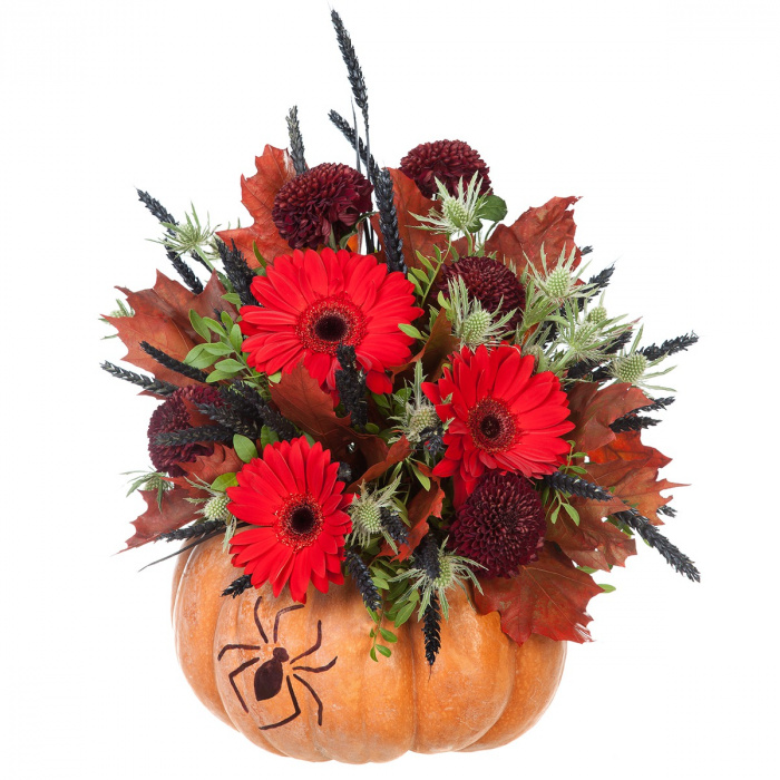 Flori Halloween si desen cu un paianjen