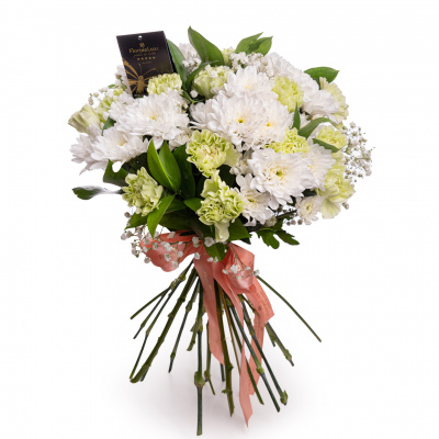 Crizanteme albe si dianthus