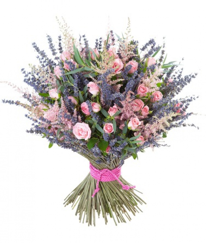 Buchet minirosa si lavanda
