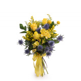Buchet trandafiri galbeni si solidago – Standard