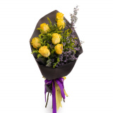 Buchet trandafiri galbeni si limonium – Floridelux