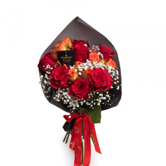 Buchet trandafiri rosii si minirosa – imaginea 1