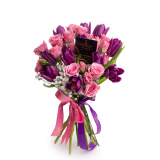 Buchet de primavara cu lalele si minirosa – Floridelux