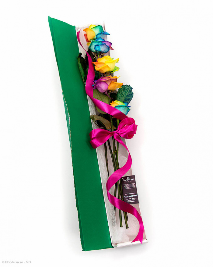 Cutie cu trandafiri rainbow